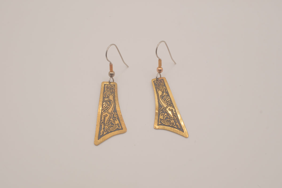 Vintage Damascene dangle earrings