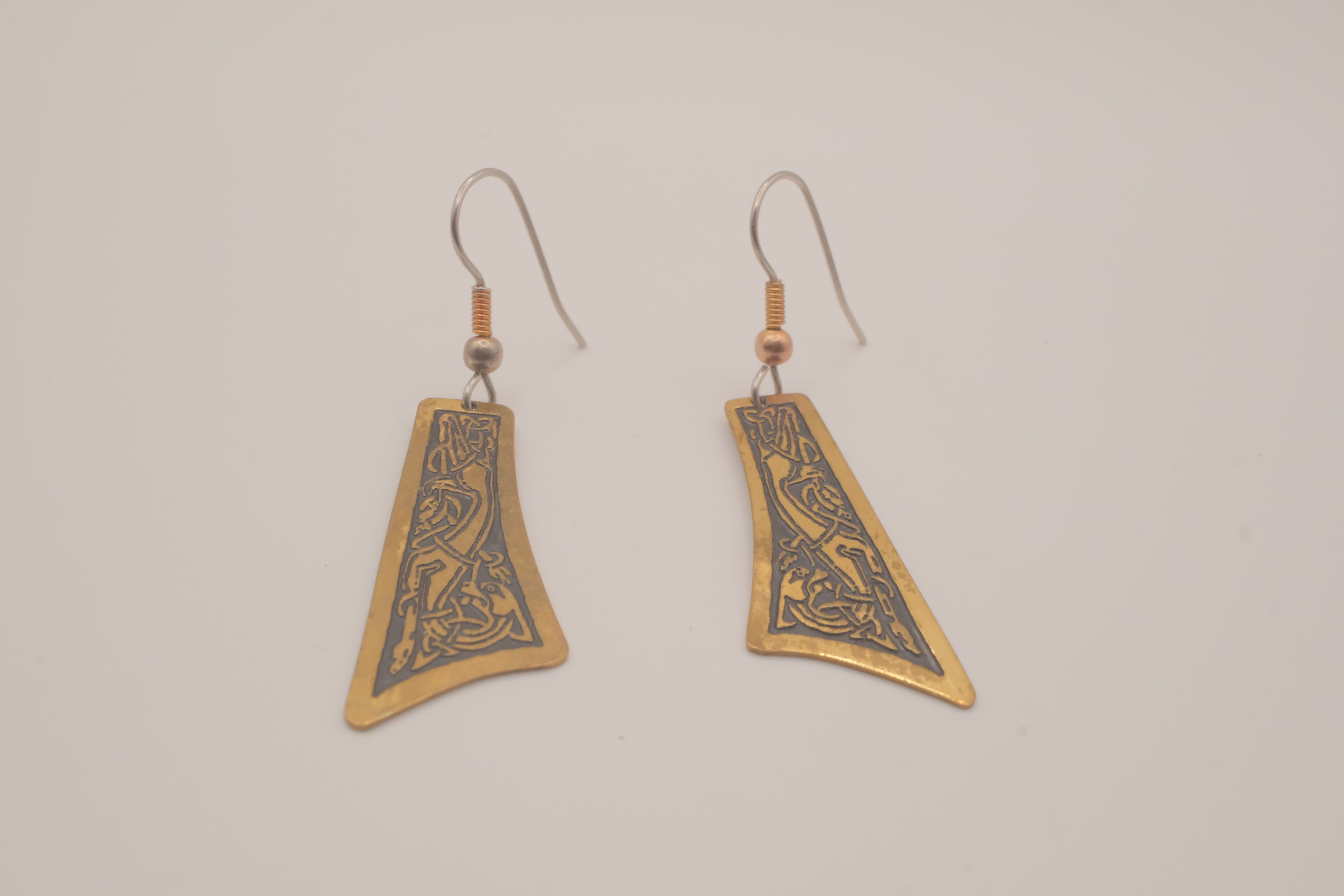 Vintage Damascene dangle earrings