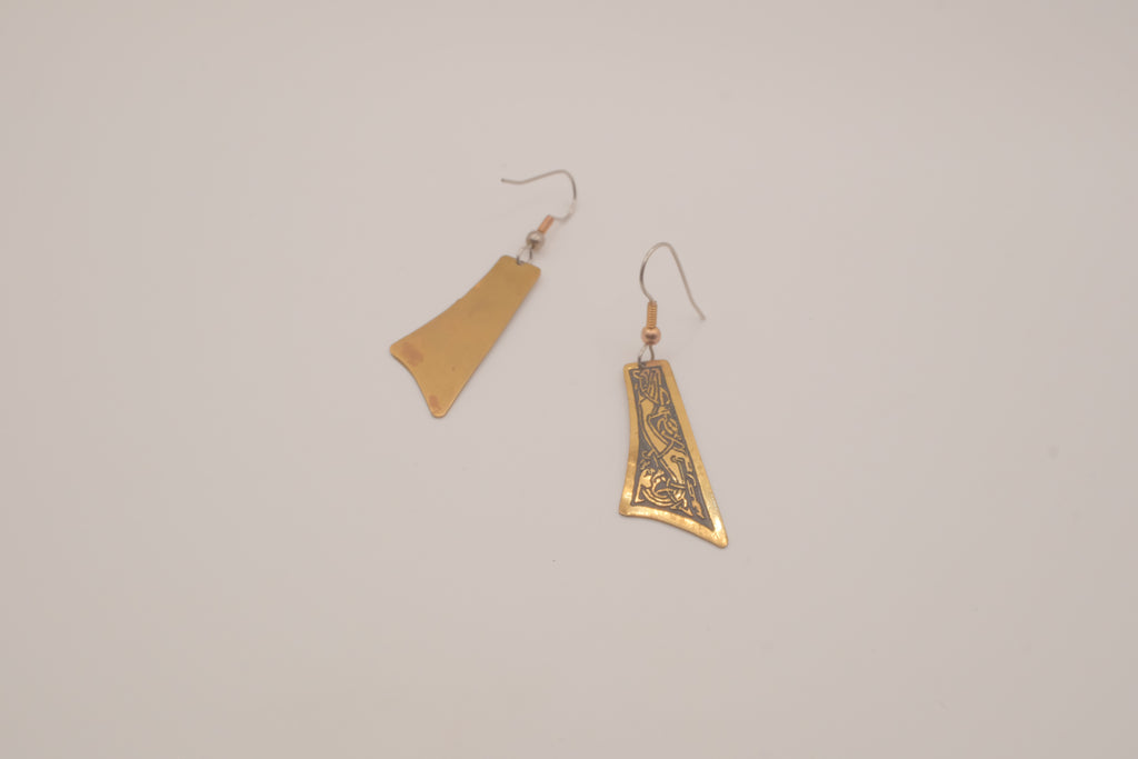 Vintage Damascene dangle earrings