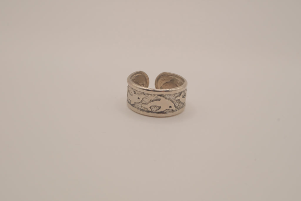 Silver tone dolphin cuff ring