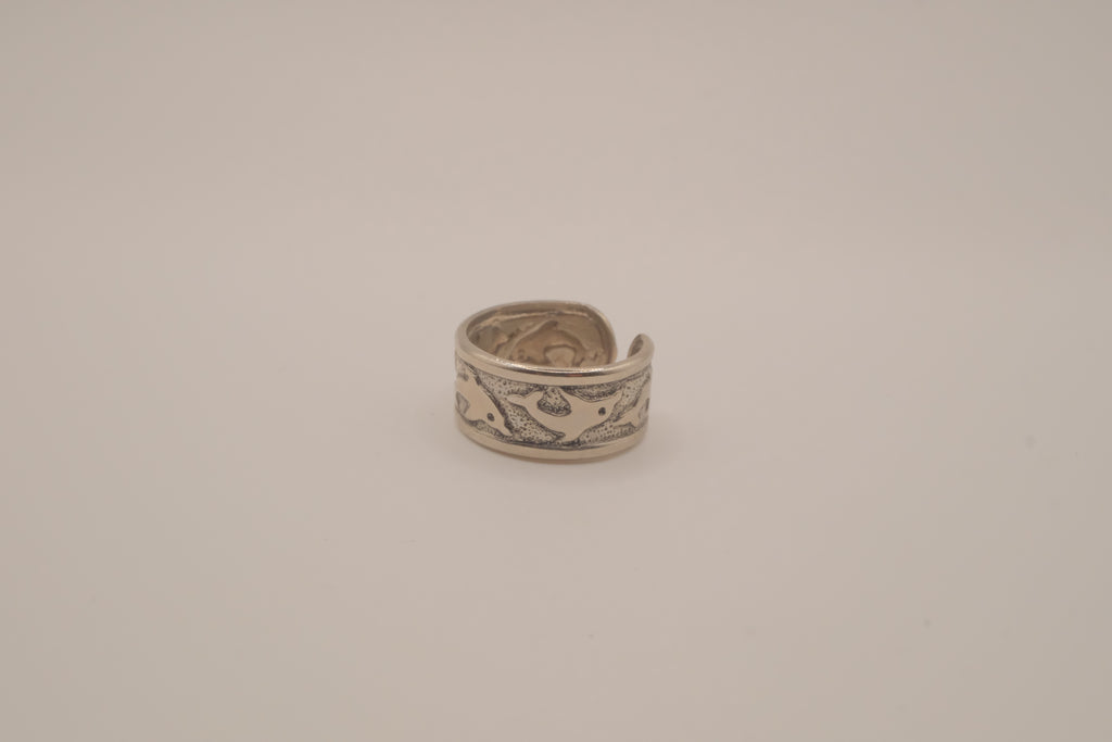 Silver tone dolphin cuff ring