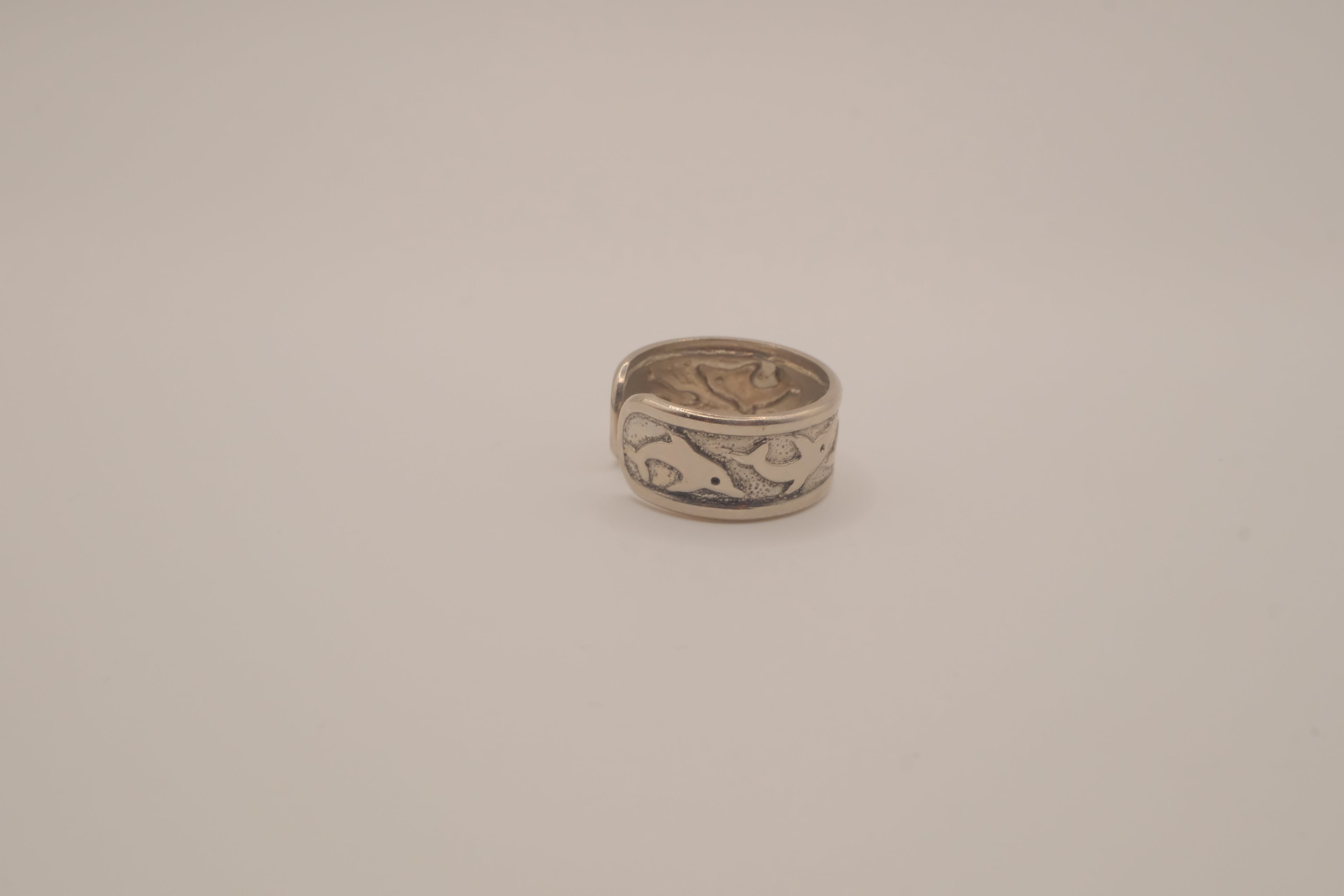 Silver tone dolphin cuff ring