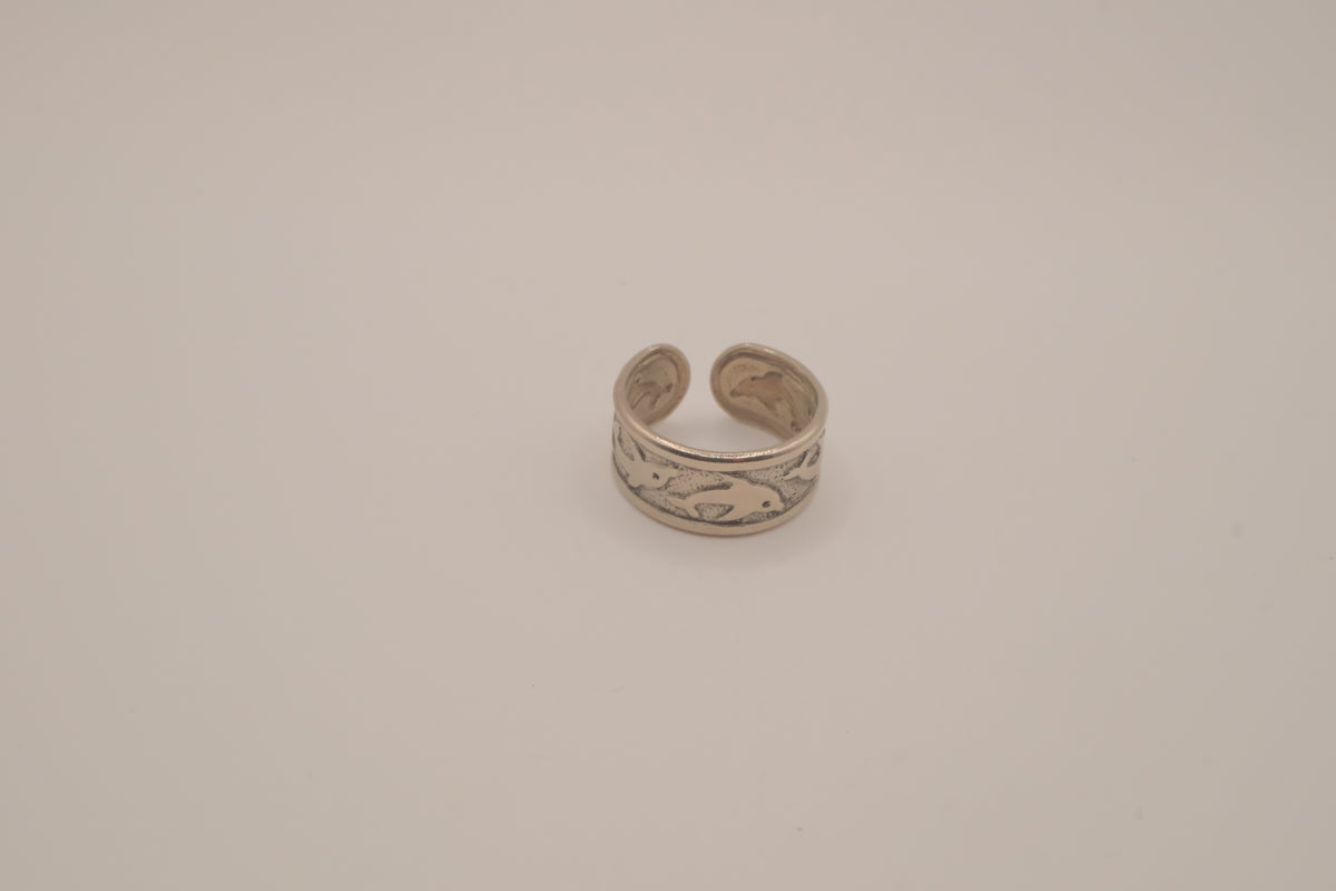 Silver tone dolphin cuff ring