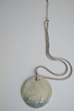 Sterling silver chocker necklace with mother of pearl inlay pendant
