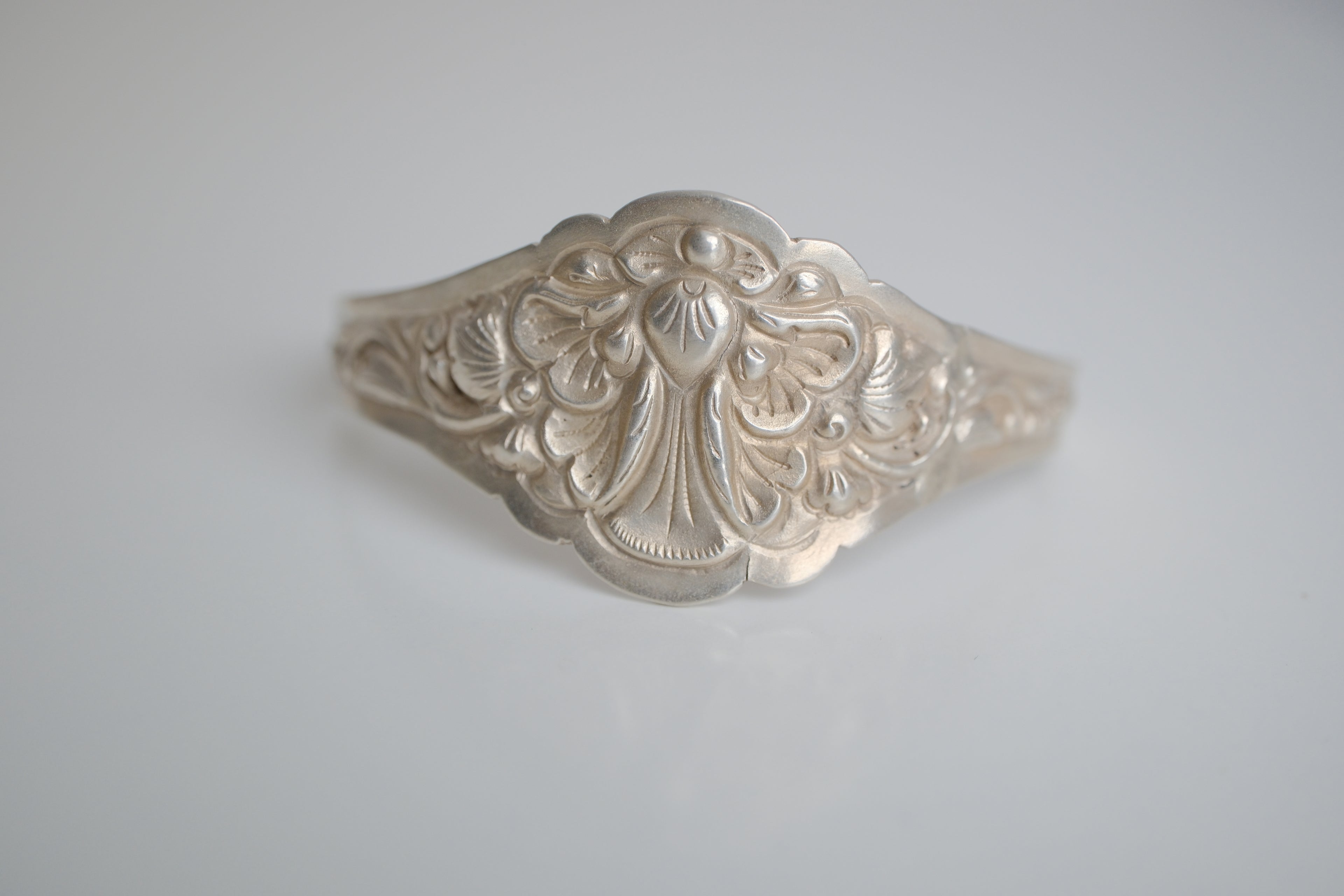 Ornate Sterling silver cuff spoon bracelet