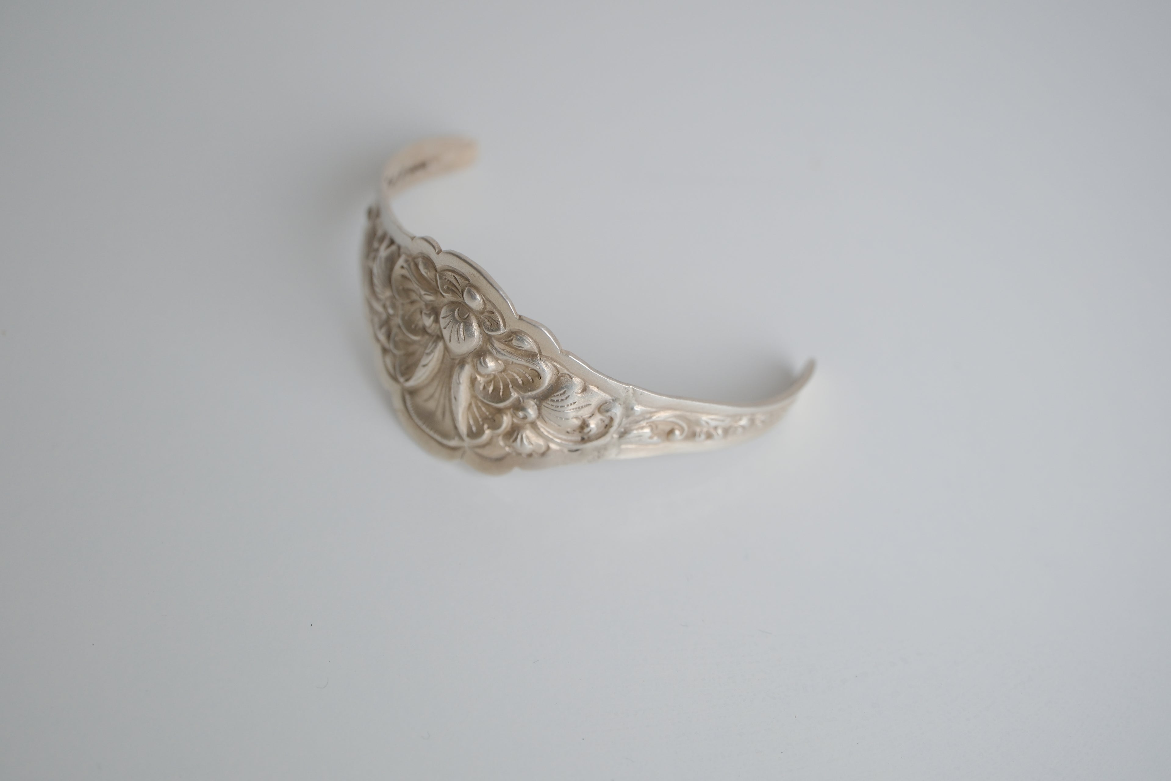 Ornate Sterling silver cuff spoon bracelet