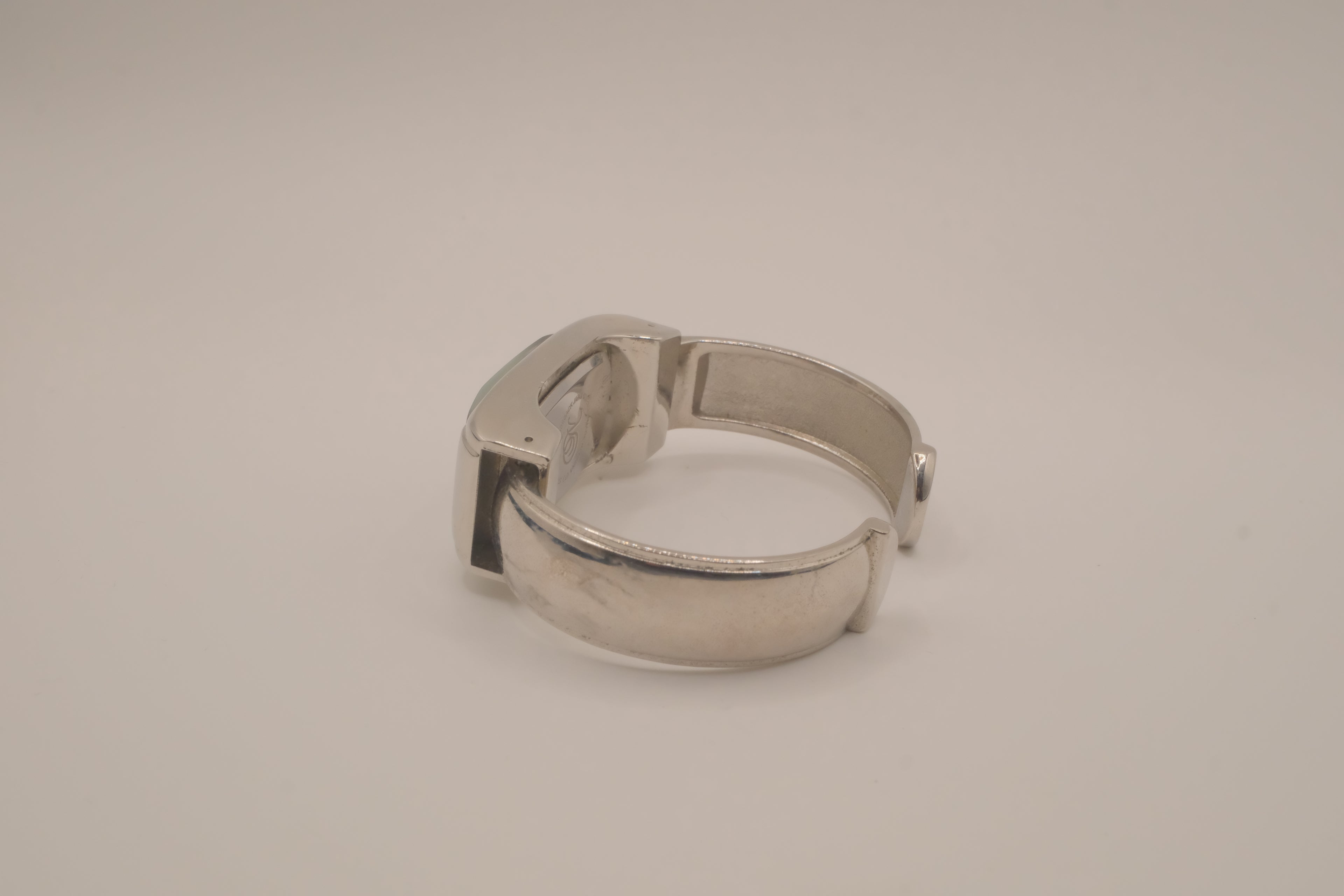 Silver tone rectangular cuff watch