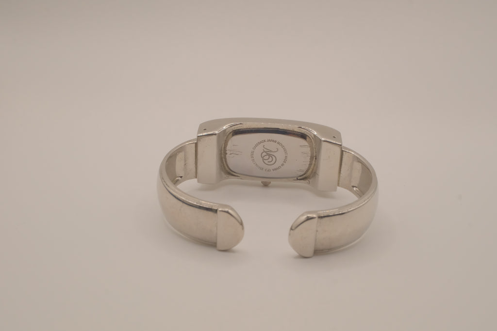Silver tone rectangular cuff watch
