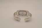 Silver tone rectangular cuff watch