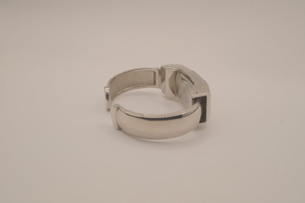 Silver tone rectangular cuff watch