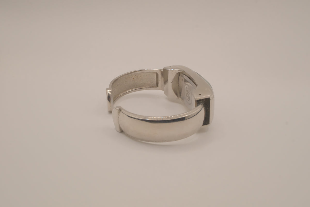 Silver tone rectangular cuff watch