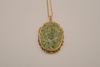Vintage crushed Jade mosaic pendant necklace