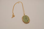 Vintage crushed Jade mosaic pendant necklace