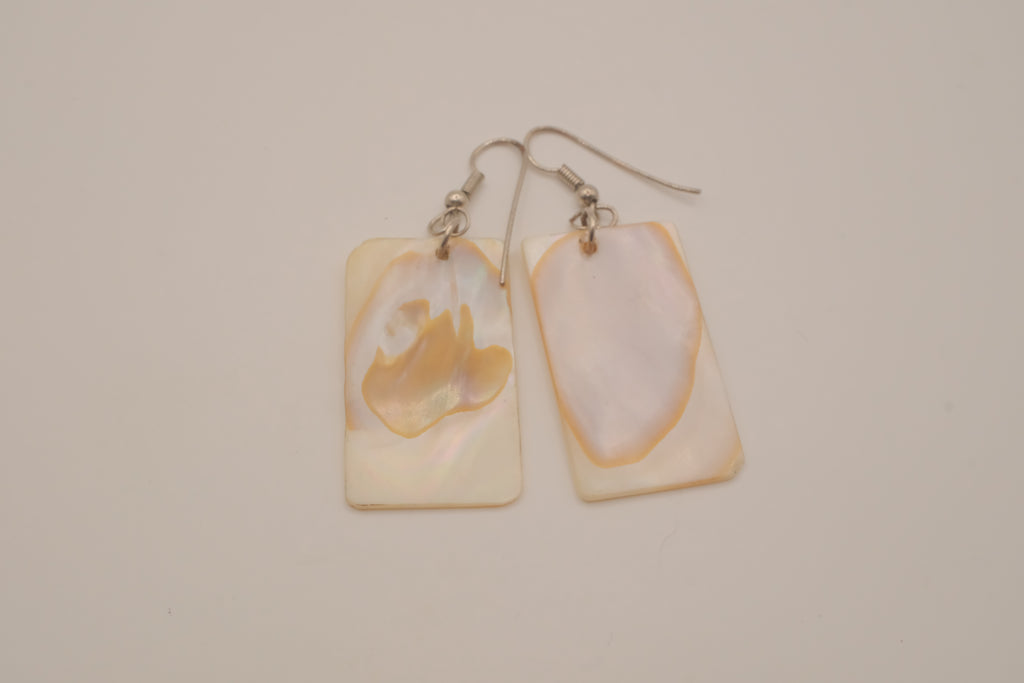 Rectangular mother of pearl dangle earrings
