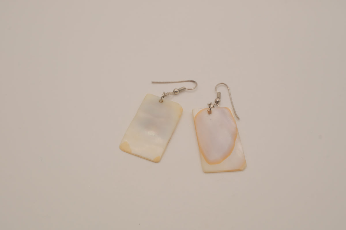 Rectangular mother of pearl dangle earrings