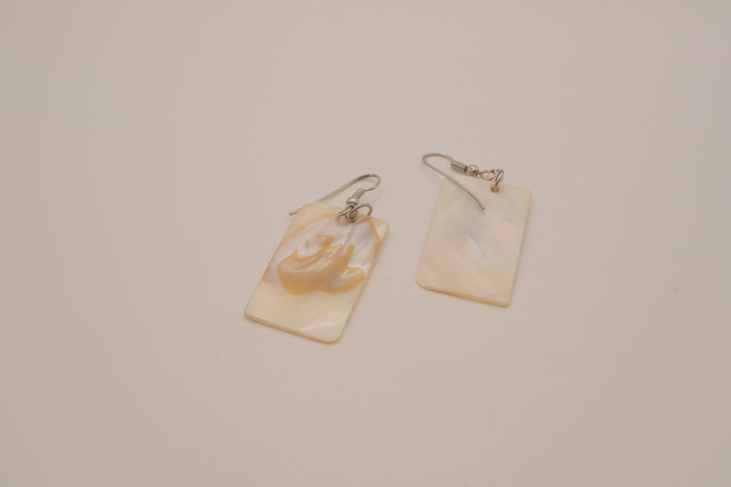 Rectangular mother of pearl dangle earrings