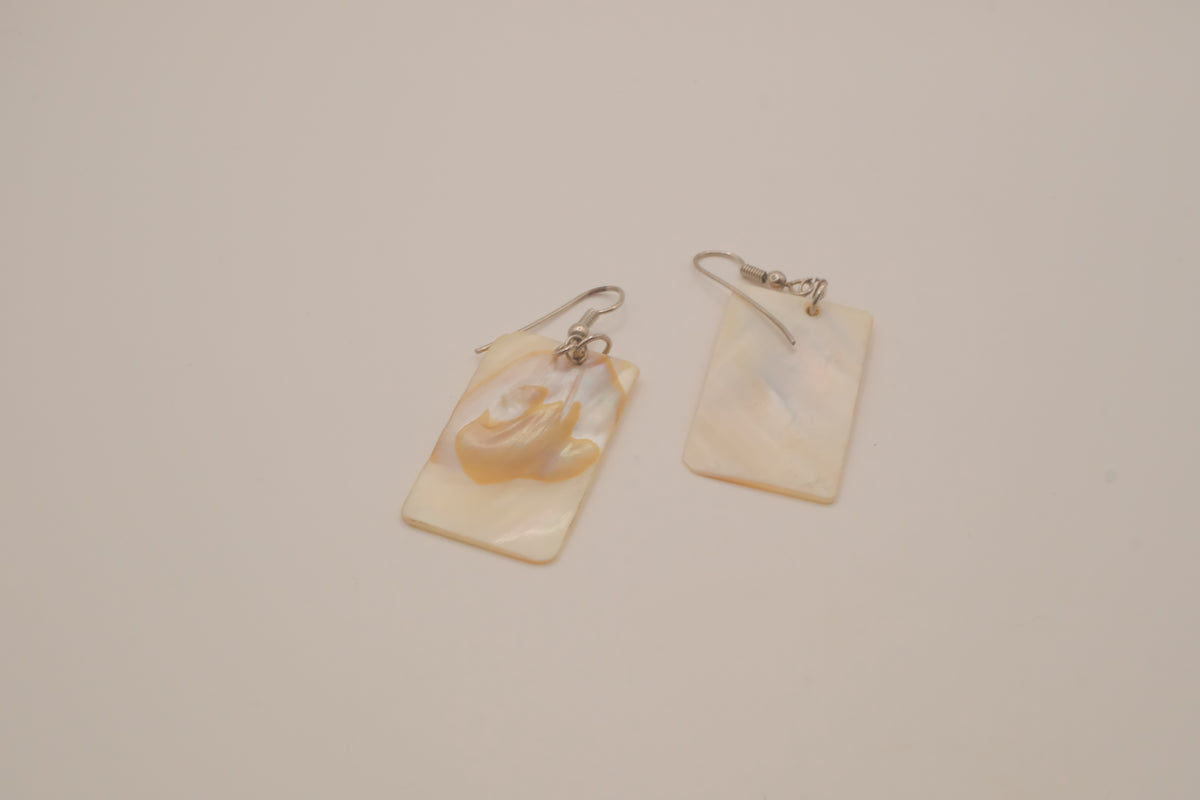 Rectangular mother of pearl dangle earrings