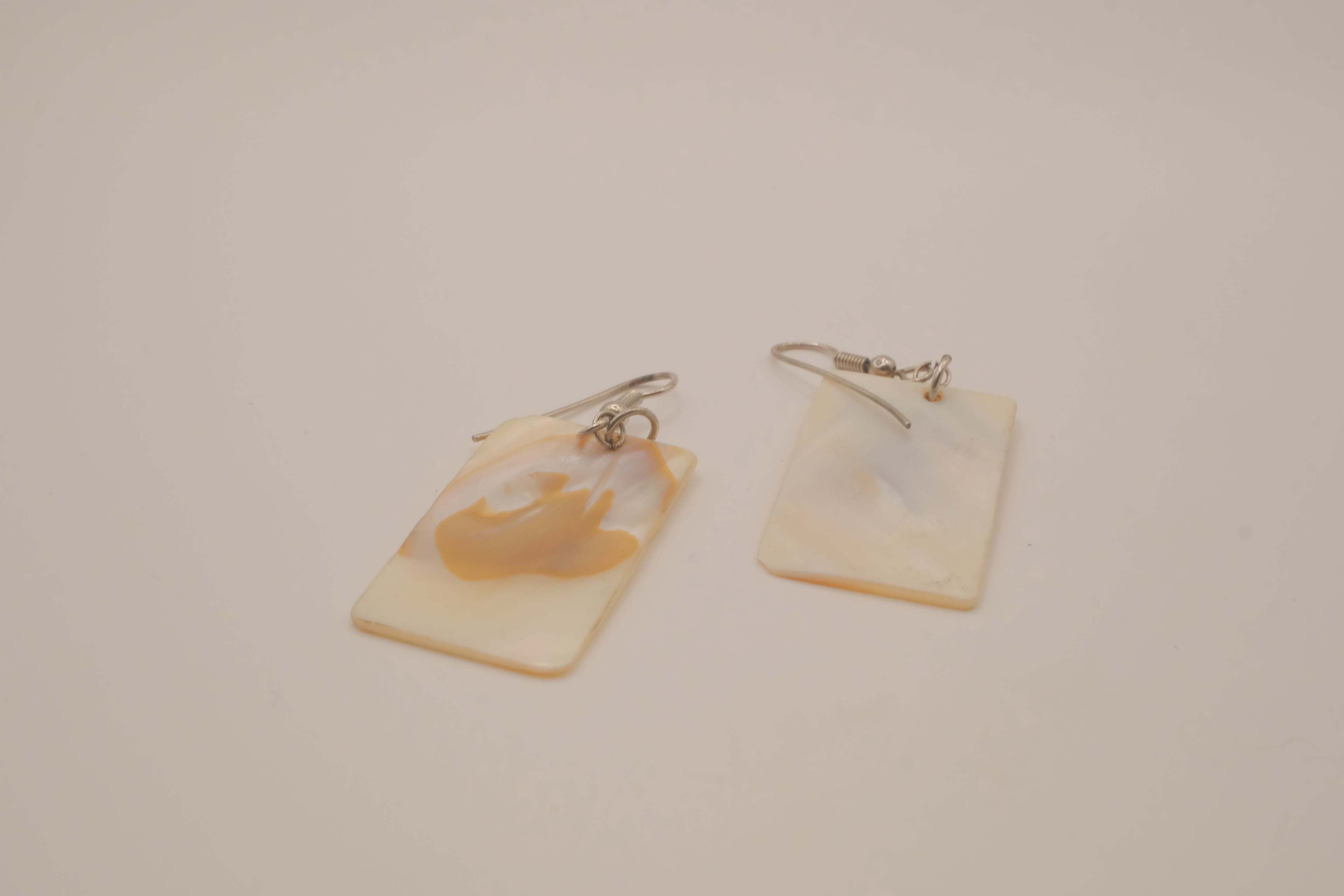 Rectangular mother of pearl dangle earrings