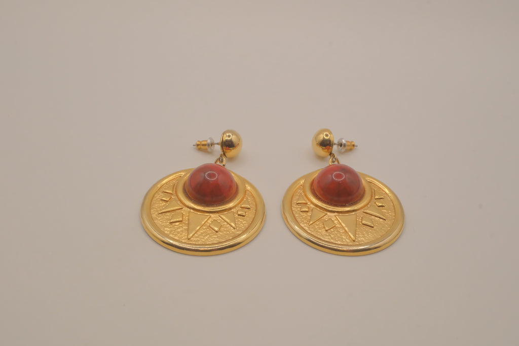Vintage Etruscan Revival style drop earrings