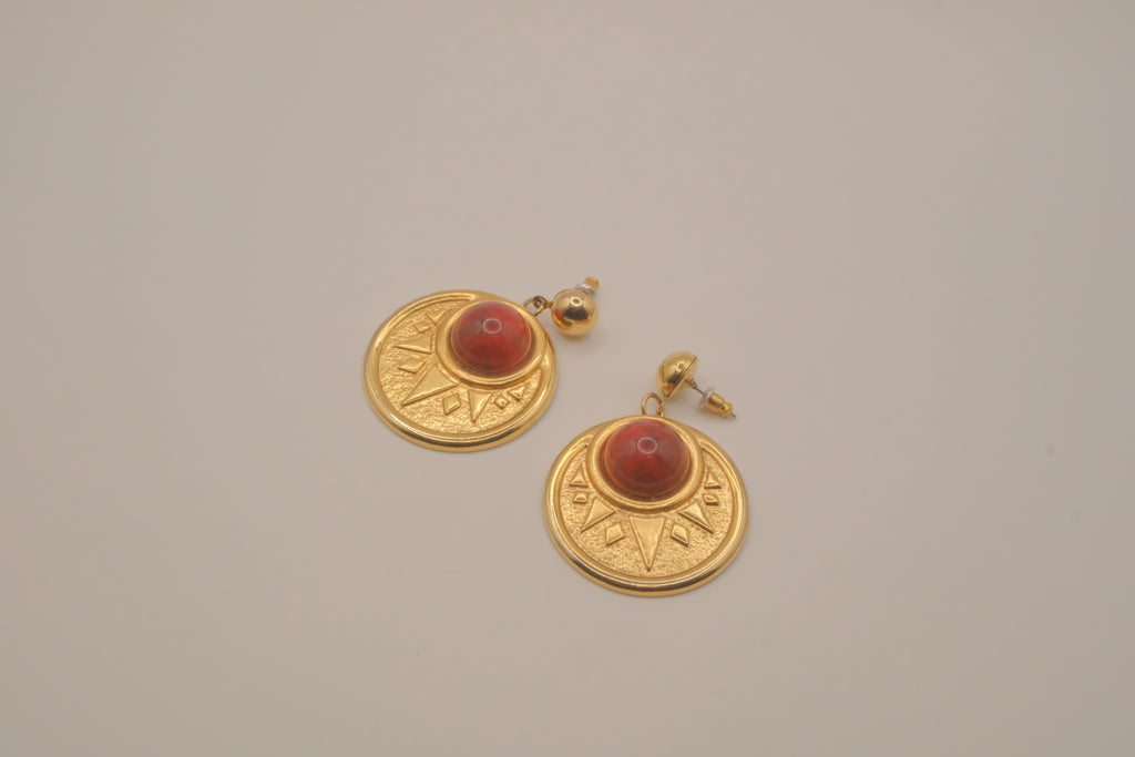 Vintage Etruscan Revival style drop earrings