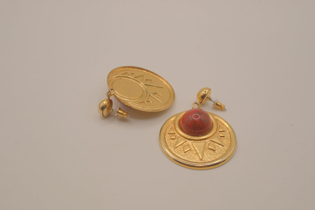 Vintage Etruscan Revival style drop earrings