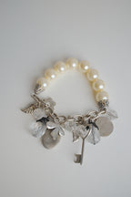 Faux Pearls silver-tone charm bracelet