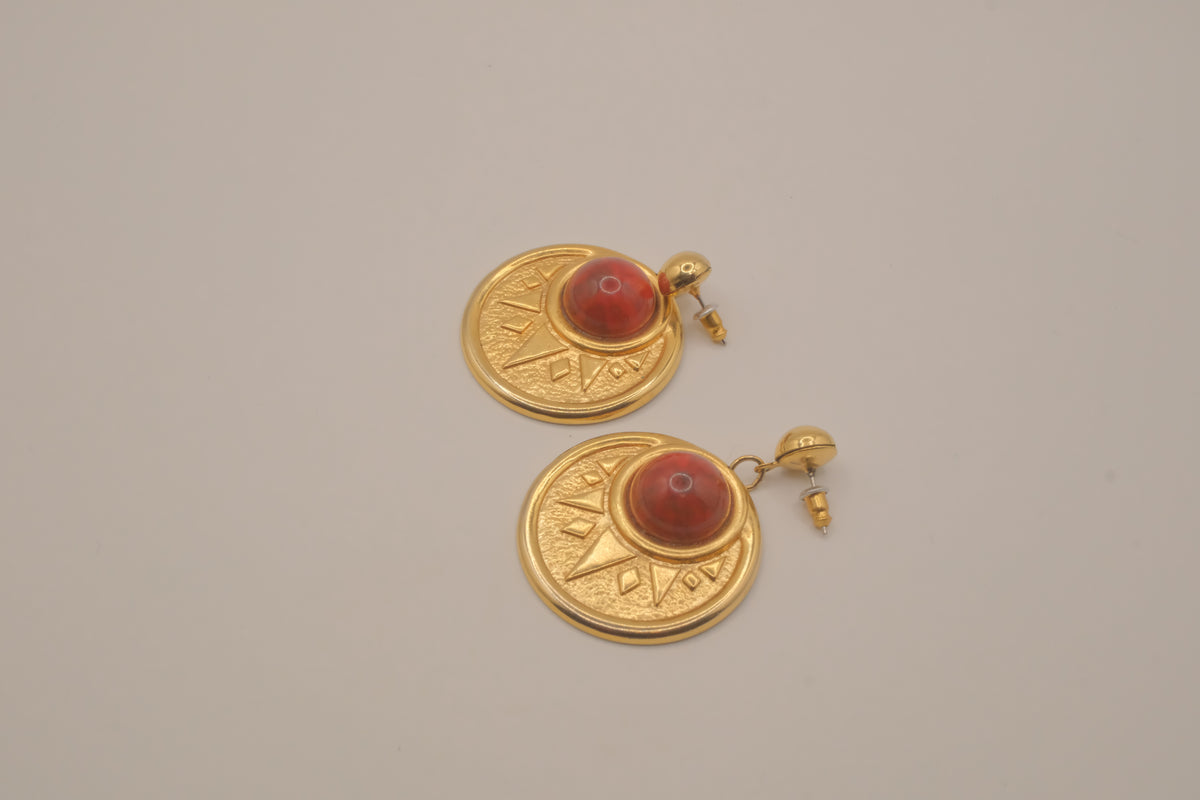 Vintage Etruscan Revival style drop earrings