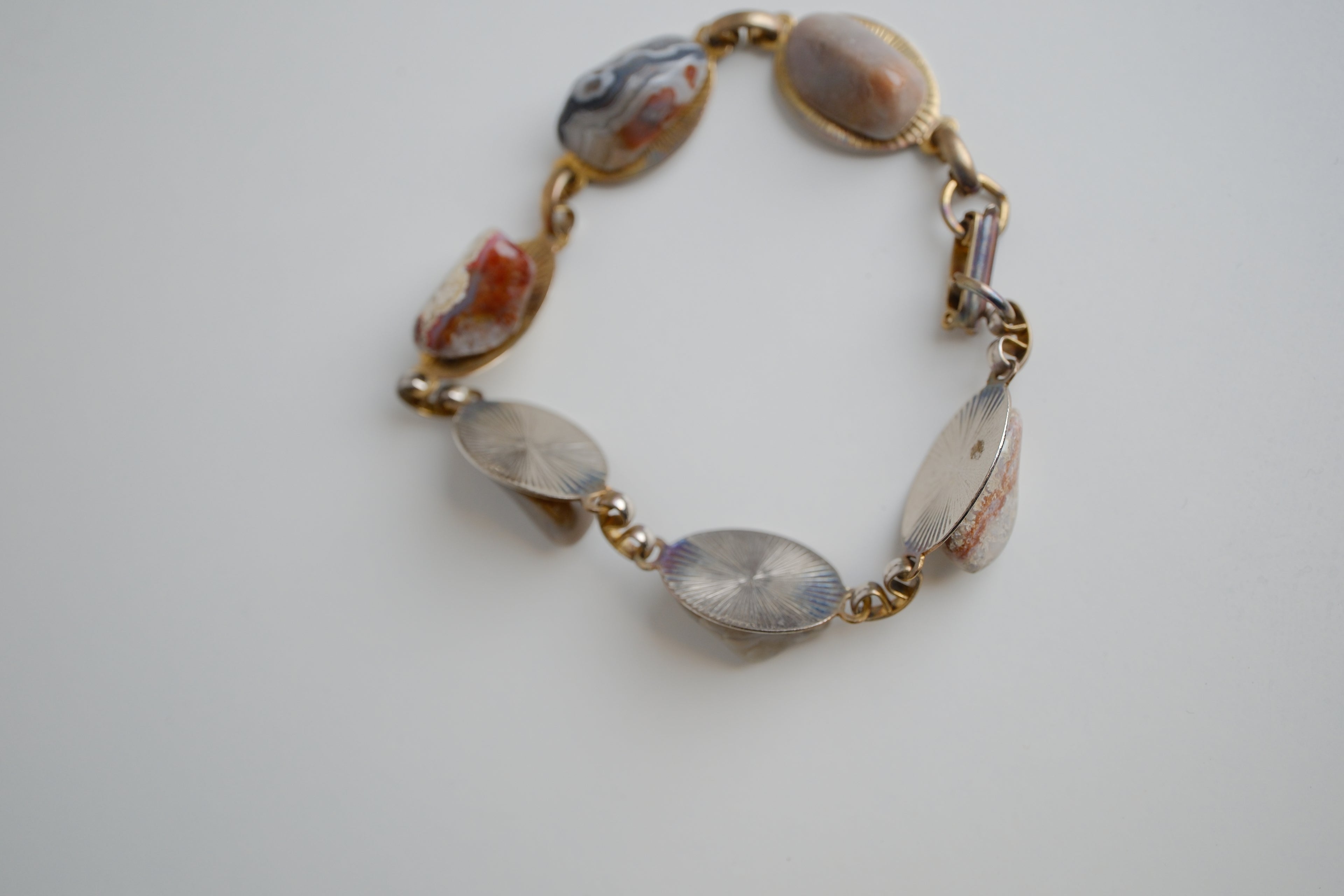 Vintage Gold Tone Stone Link Chain Bracelet