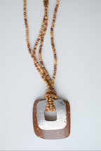 Brown wooden beaded necklace