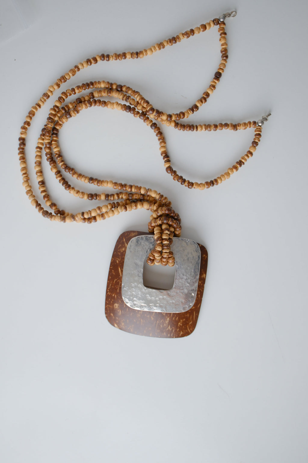 Brown wooden beaded necklace