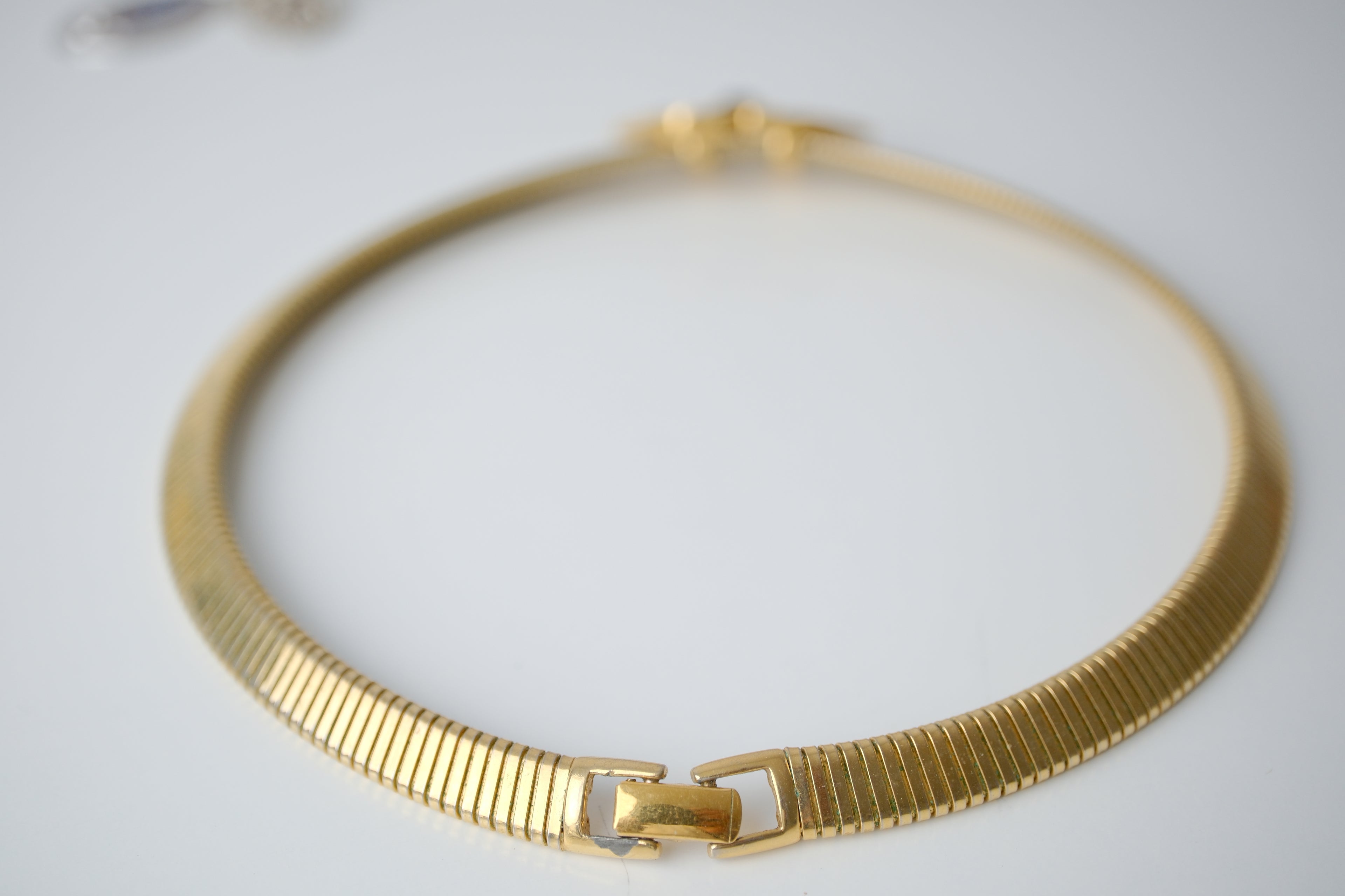 Vintage Gold tone choker necklace with slider pendant