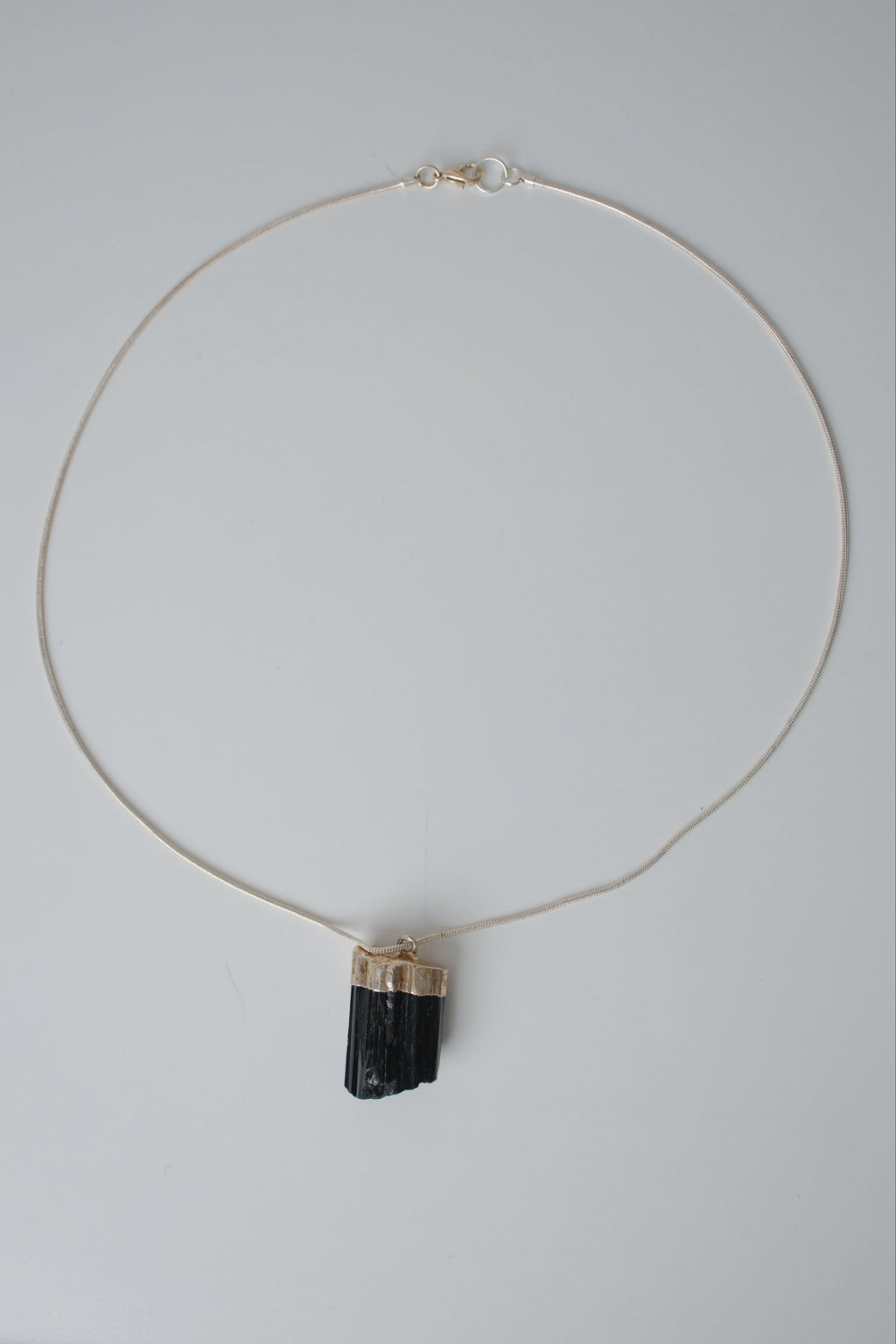 Black tourmaline pendant on Sterling silver chain