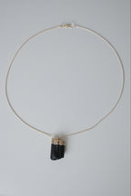 Black tourmaline pendant on Sterling silver chain