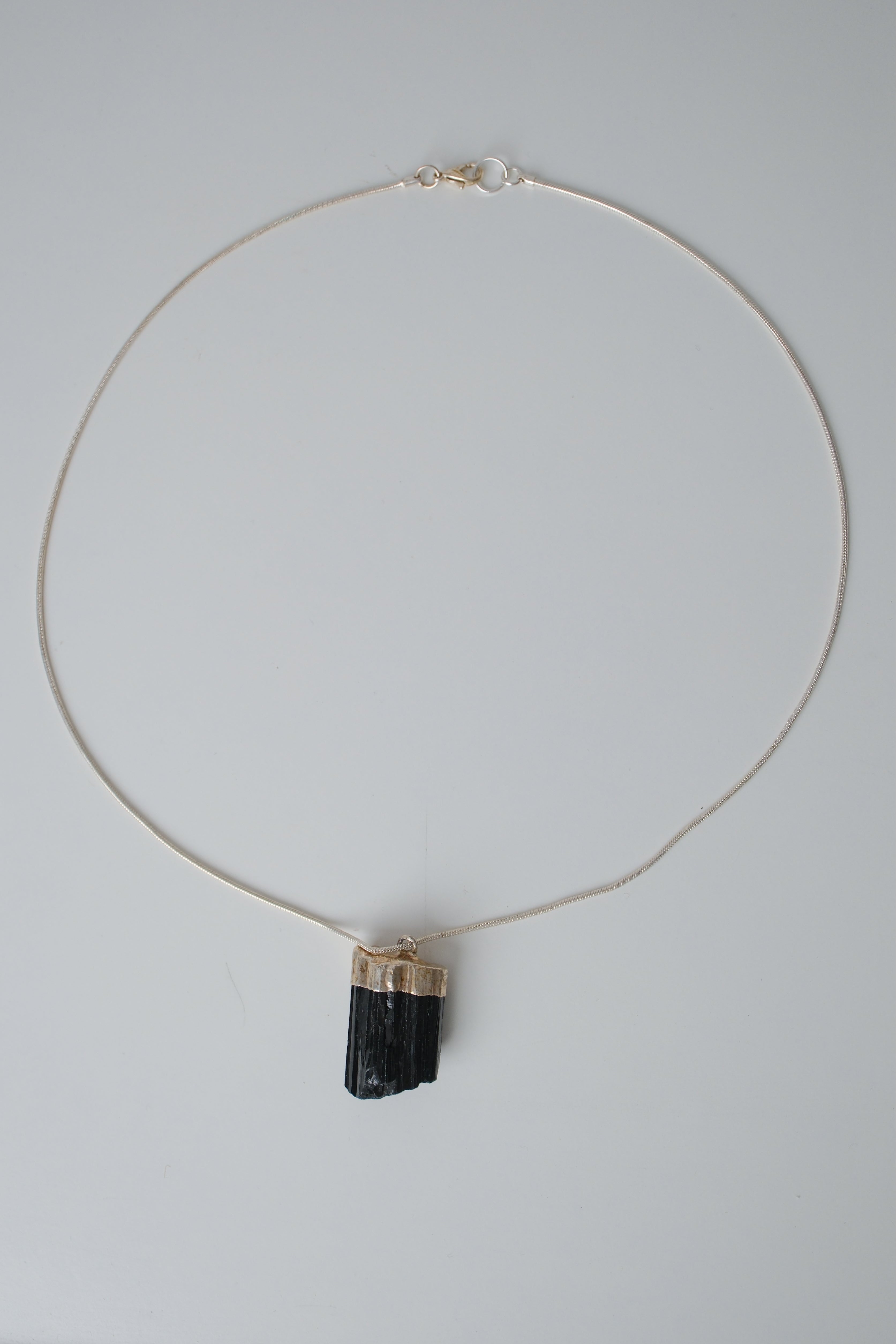 Black tourmaline pendant on Sterling silver chain