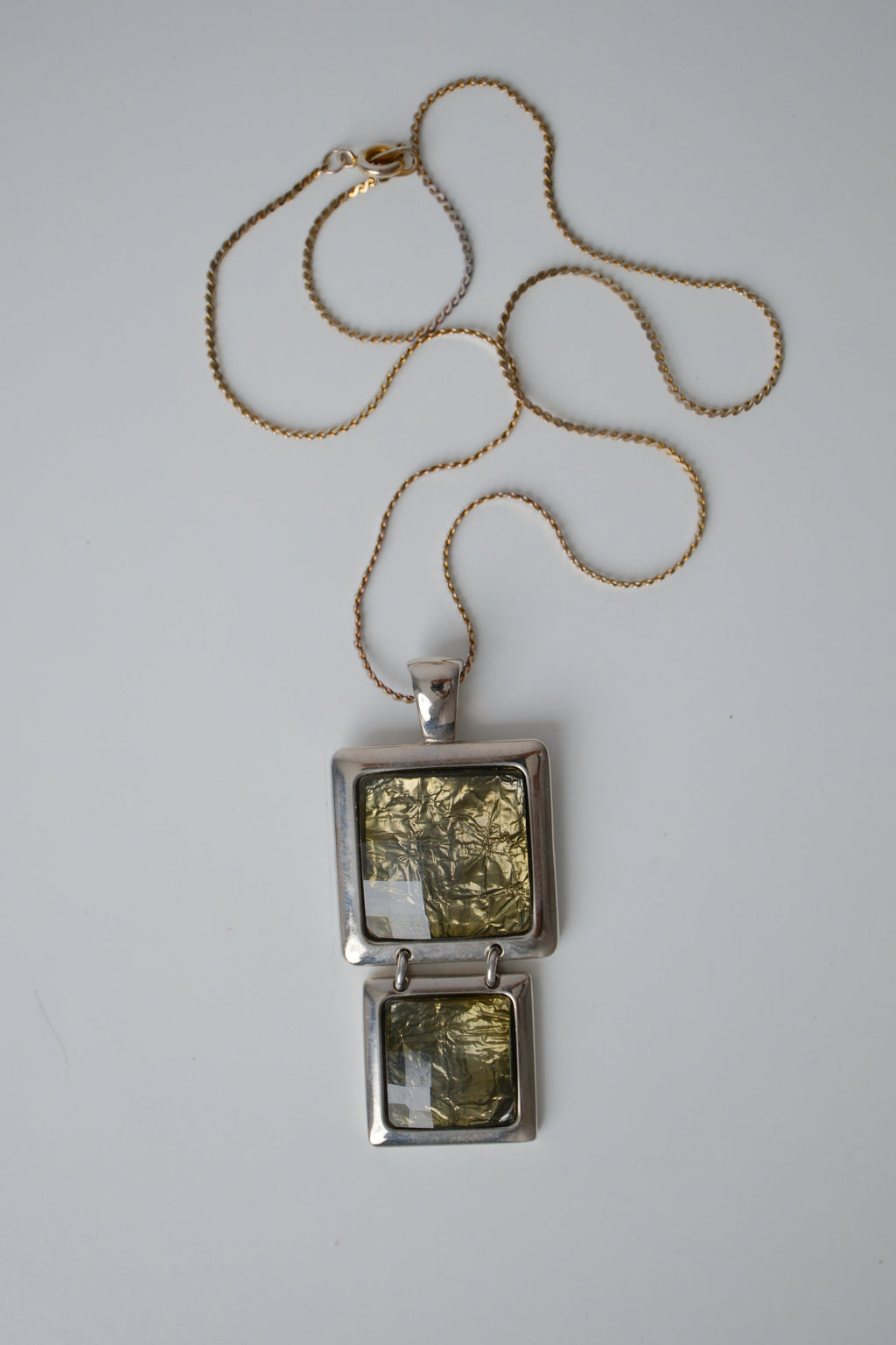 Lia Sophia "Flux" double square pendant chain