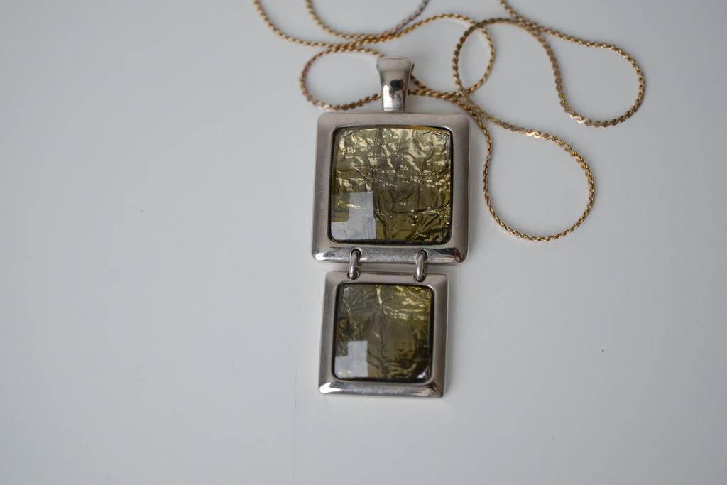 Lia Sophia "Flux" double square pendant chain