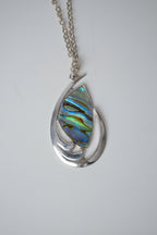 Abalone shell inlay silver chain