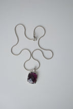 Purple stone pendant silver chain