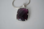 Purple stone pendant silver chain