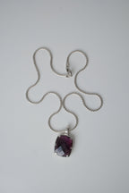 Purple stone pendant silver chain
