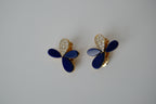 Vintage Blue enamel and crystal clip-on earrings