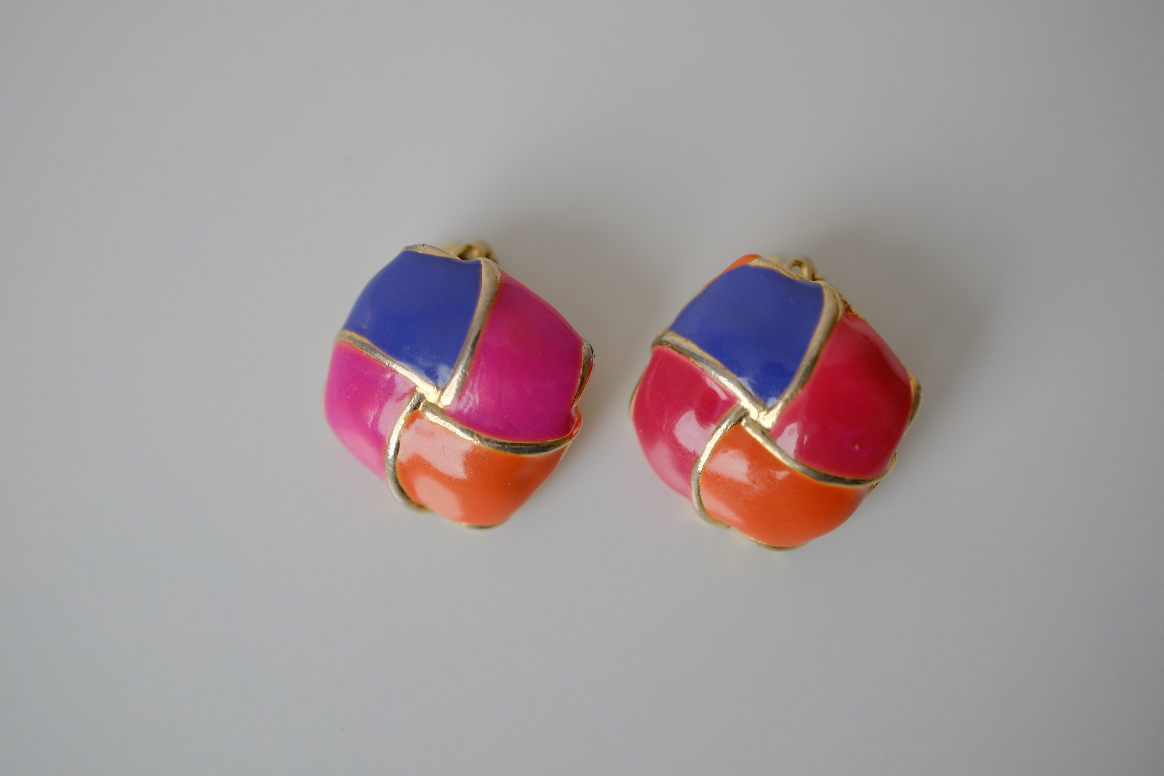Vintage Colorful enamel clip-on earrings