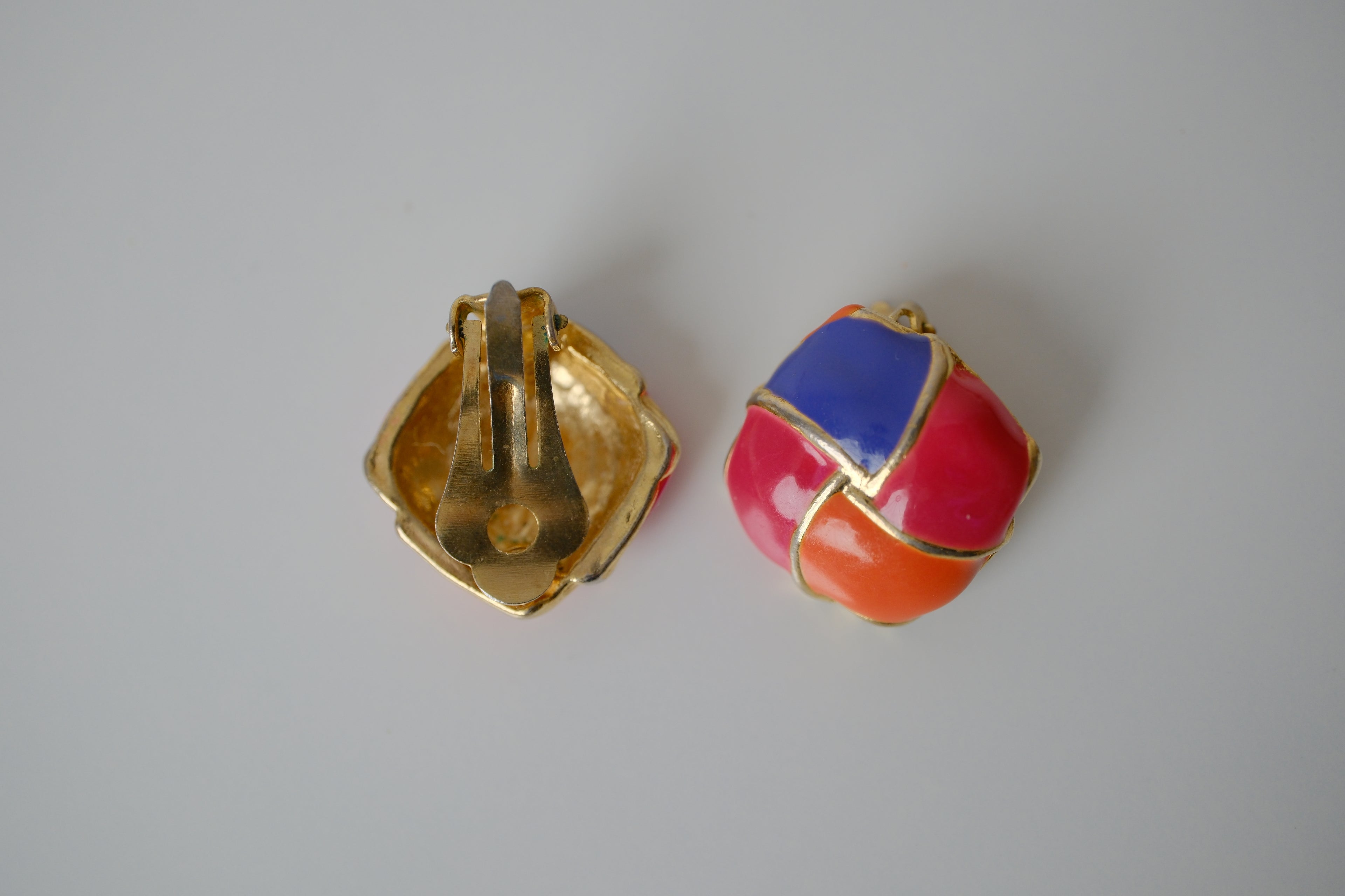 Vintage Colorful enamel clip-on earrings