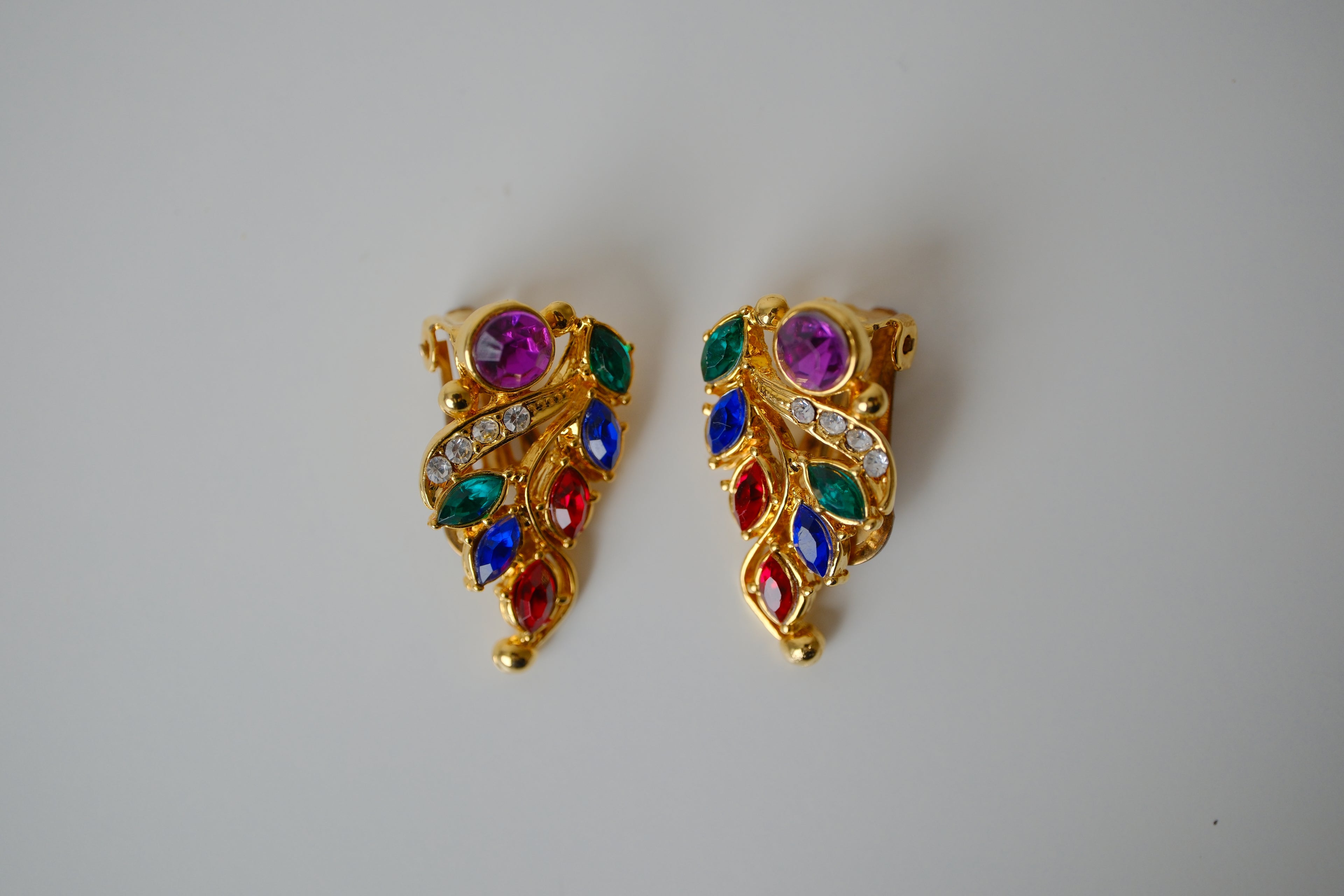 Vintage multi colored clip-on earrings