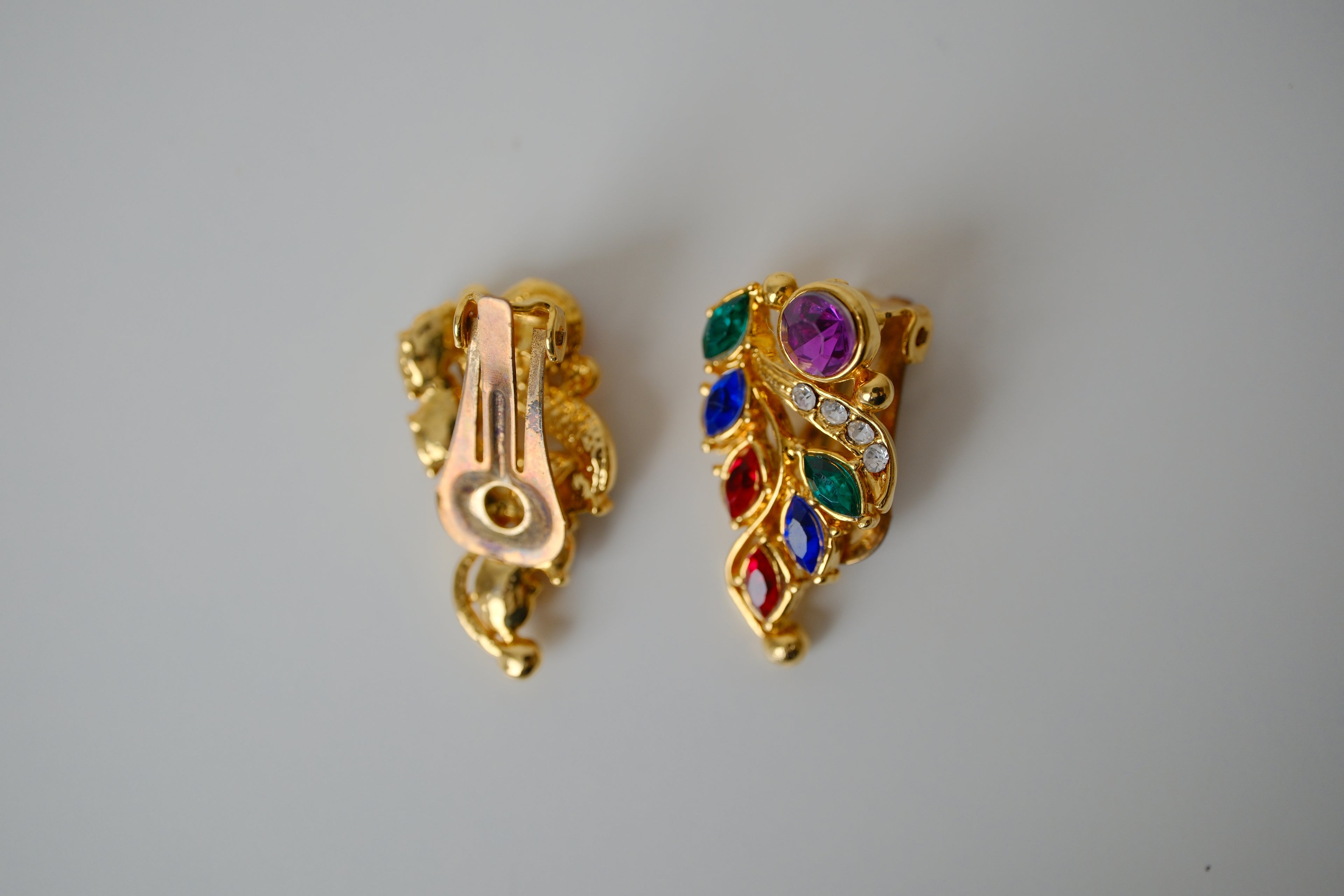 Vintage multi colored clip-on earrings