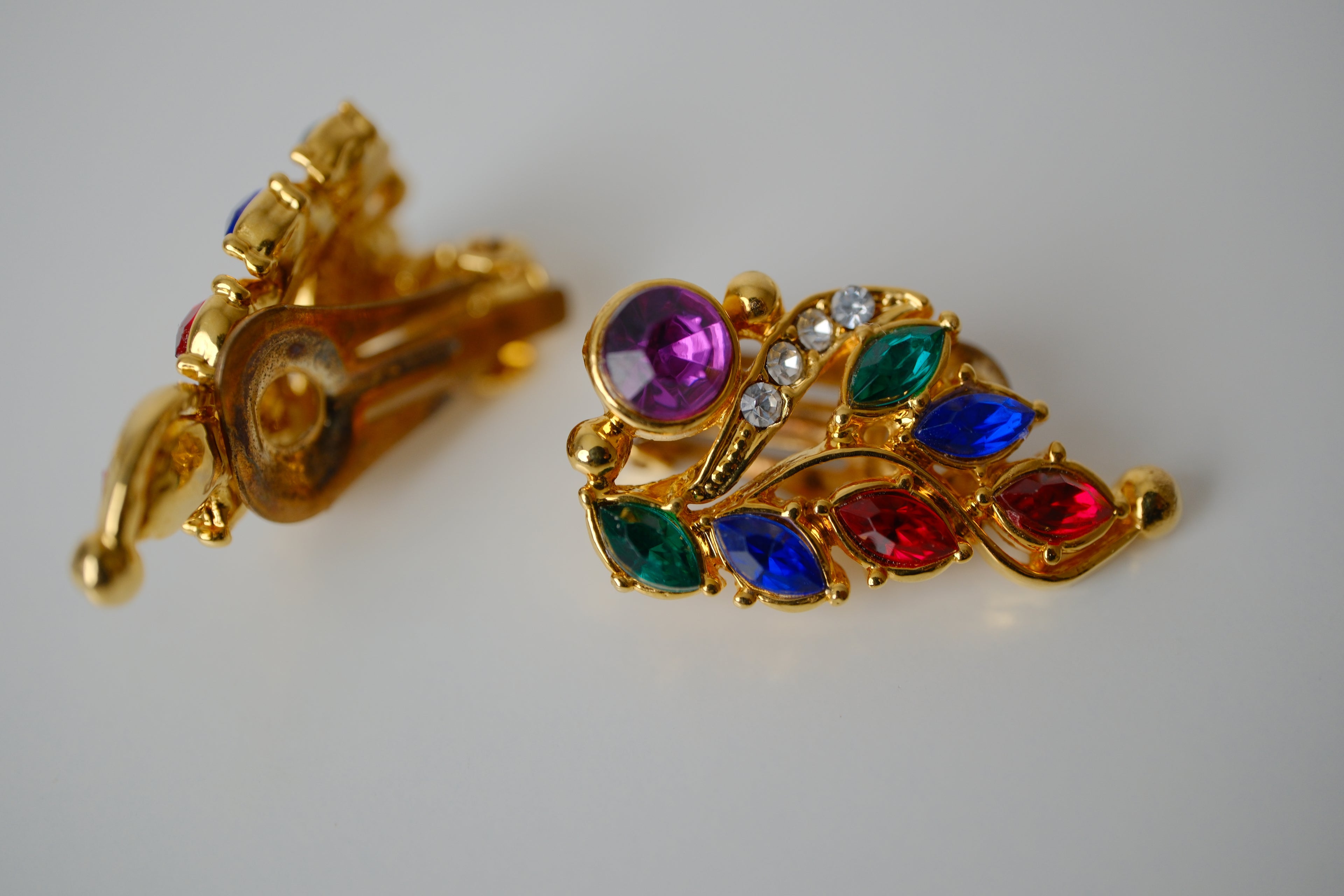 Vintage multi colored clip-on earrings