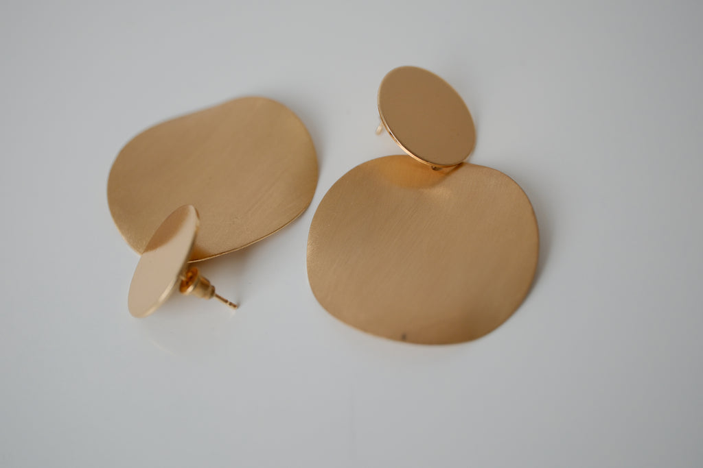 Double disc drop earrings