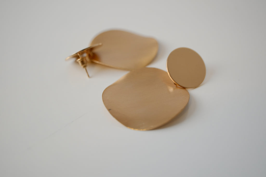 Double disc drop earrings