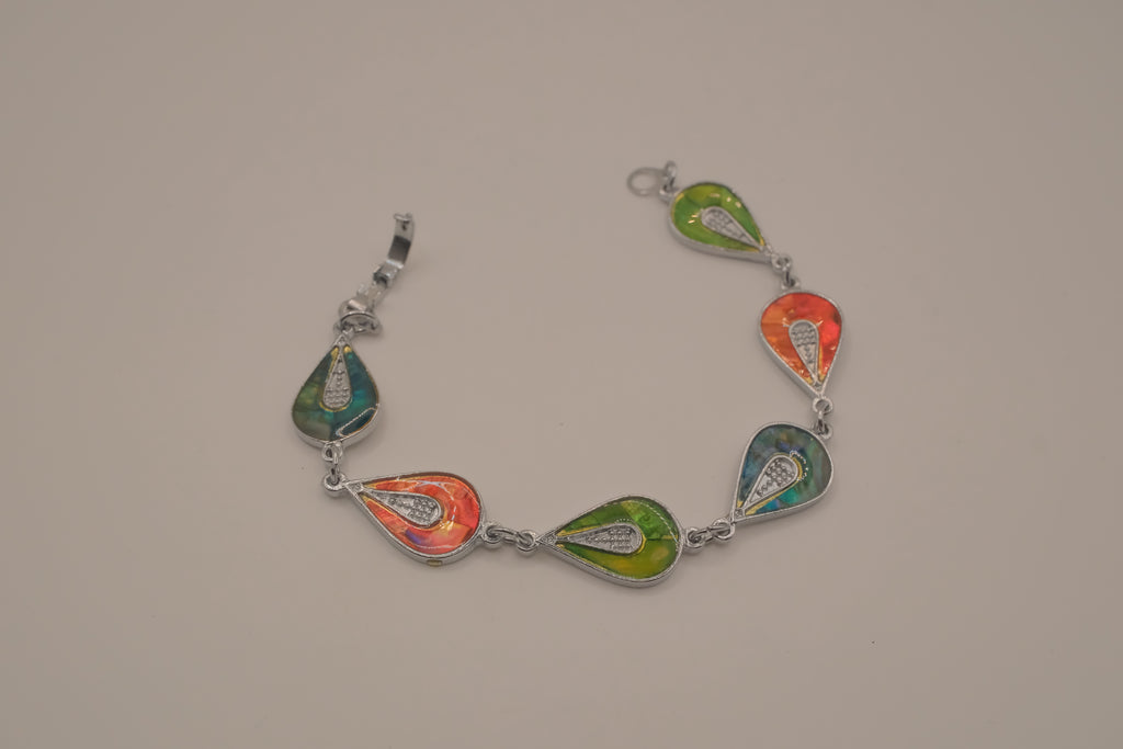 Multi-colored Teardrop link bracelet