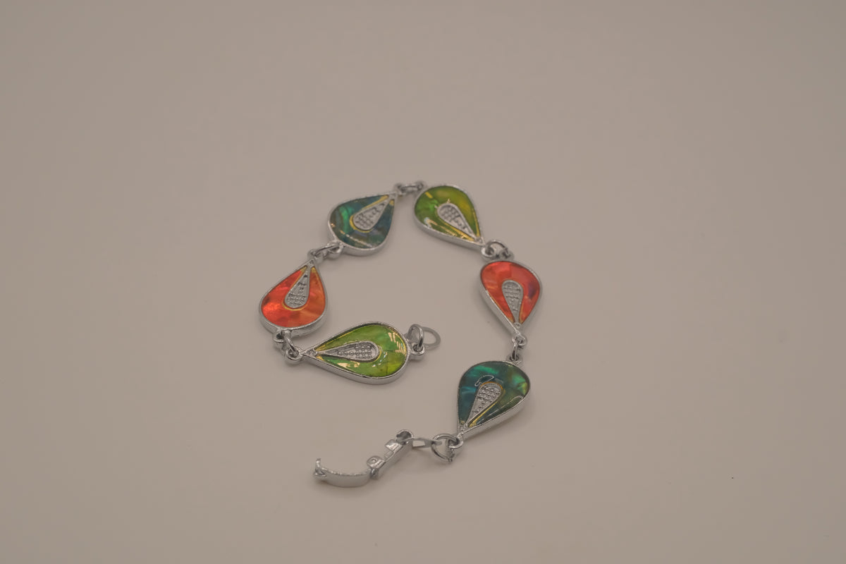 Multi-colored Teardrop link bracelet